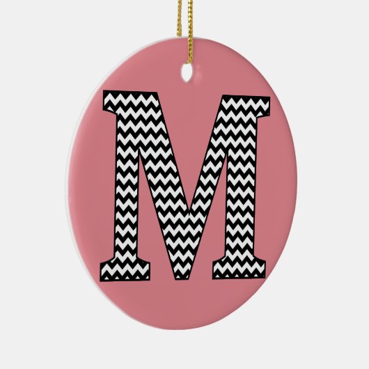Zwart-wit Chevron M Monogram Ornament (Rechts)