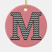 Zwart-wit Chevron M Monogram Ornament (Voorkant)