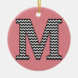 Zwart-wit Chevron M Monogram Ornament