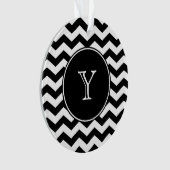 Zwart-wit chevron met monogram ornament (voorkant)