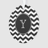 Zwart-wit chevron met monogram ornament (voorkant)