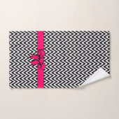 Zwart-wit Chevron met Roze Strik Bad Handdoek (Handdoek)
