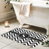 Zwart-wit Chevron-monogram Badmat