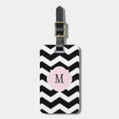 Zwart-wit Chevron Monogram Bagagelabel (Voorkant verticaal)