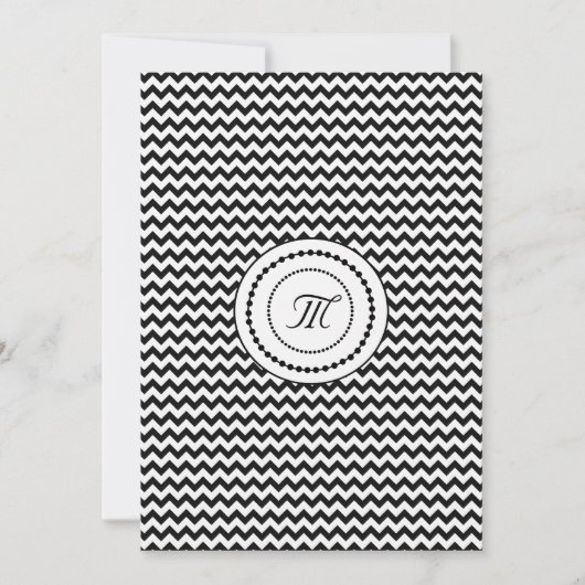 Zwart-wit Chevron Monogram Huwelijk Kaart (Voorkant)
