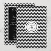 Zwart-wit Chevron Monogram Huwelijk Kaart (Voorkant / Achterkant)