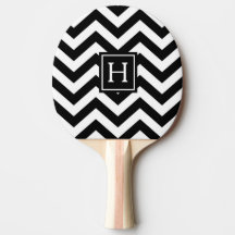 Zwart-wit Chevron Monogram Ping Pong Bat