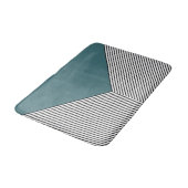 Zwart-wit chevron ontwerp en blauwe driehoek badmat (Gekanteld)