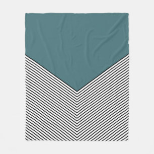 Zwart-wit chevron ontwerp en blauwe driehoek fleece deken