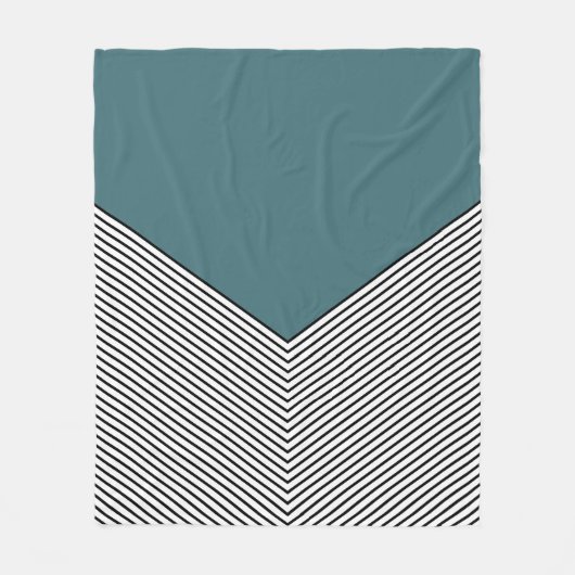 Zwart-wit chevron ontwerp en blauwe driehoek fleece deken (Voorkant)