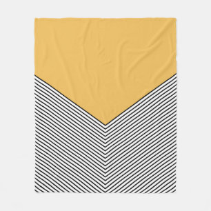 Zwart-wit chevron ontwerp en gele driehoek fleece deken
