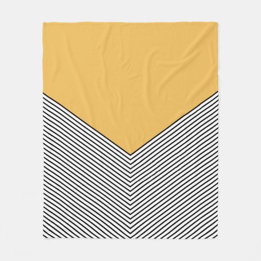 Zwart-wit chevron ontwerp en gele driehoek fleece deken (Voorkant)