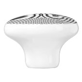 Zwart-wit chevron ontwerp en gele driehoek keramische knop (Zijkant)