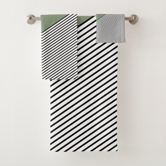 Zwart-wit chevron ontwerp en groene driehoek bad handdoek (Insitu)