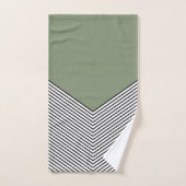 Zwart-wit chevron ontwerp en groene driehoek bad handdoek (Handdoek)