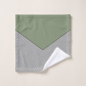 Zwart-wit chevron ontwerp en groene driehoek bad handdoek (Wasdoekje)