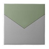 Zwart-wit chevron ontwerp en groene driehoek tegeltje (Voorkant)