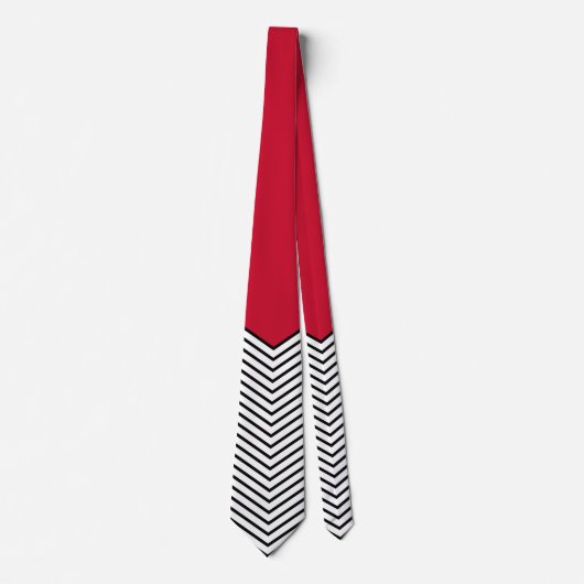 Zwart-wit chevron ontwerp en rode driehoek stropdas (Voorkant)