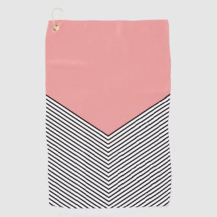 Zwart-wit chevron ontwerp en roze driehoek golfhanddoek