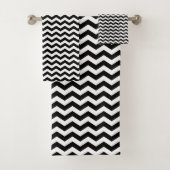 Zwart-wit Chevron-ontwerp - Handdoekset Bad Handdoek (Insitu)