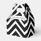 Zwart-wit Chevron Patroon Aangepaste naam Bedankdoosjes (Achterkant)