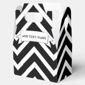 Zwart-wit Chevron Patroon Aangepaste naam Bedankdoosjes (Geopend)