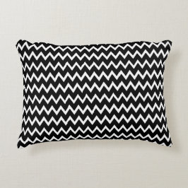Zwart-wit Chevron-patroon Accent Kussen