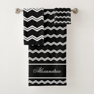 Zwart Wit chevron patroon Bad Handdoek