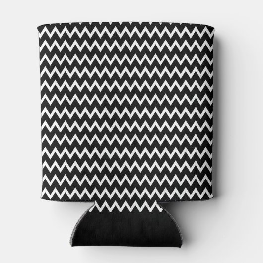 Zwart-wit Chevron-patroon Blikjeskoeler (Achterkant)
