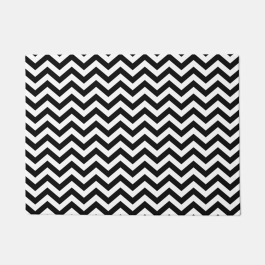 Zwart-wit Chevron-patroon Deurmat (Voorkant)