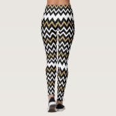 Zwart & Wit Chevron Patroon Goud Accent Leggings (Achterkant)