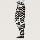 Zwart & Wit Chevron Patroon Goud Accent Leggings (Links)