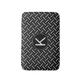 Zwart wit Chevron Patroon met aangepast monogram Badmat (Voorkant Verticaal)