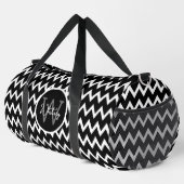 Zwart-wit Chevron patroon Monogrammed Large Plunjezak (Rechterhoek)