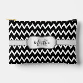 Zwart-wit Chevron patroon Monogrammed Small Etui (Voorkant)