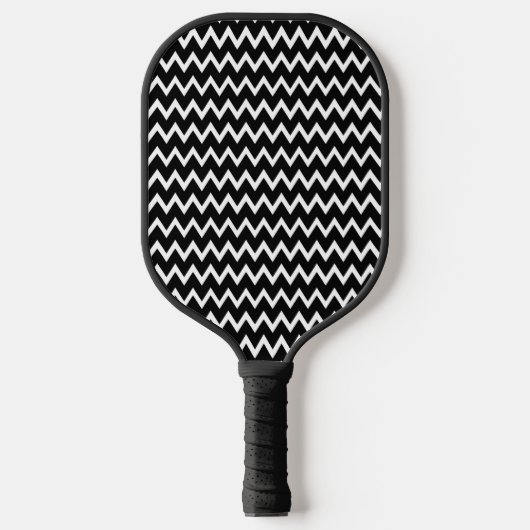 Zwart-wit Chevron-patroon Pickleball Paddle (Voorkant)