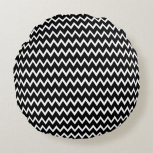 Zwart-wit Chevron-patroon Rond Kussen