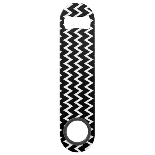 Zwart-wit Chevron-patroon Speed Flessenopener (Achterkant)