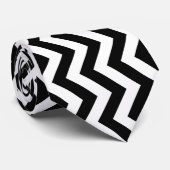 Zwart-wit Chevron-patroon Stropdas (Opgerold)