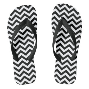 Zwart-wit Chevron-patroon Teenslippers