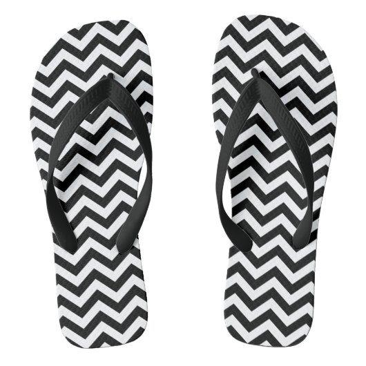 Zwart-wit Chevron-patroon Teenslippers (Voetbed)