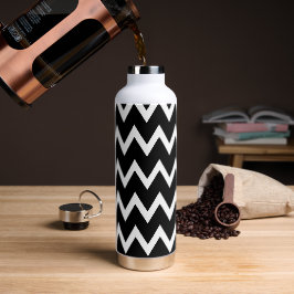 Zwart-wit Chevron-patroon Waterfles