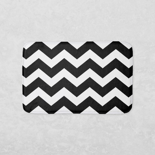 Zwart-wit Chevron Pattern Badmat