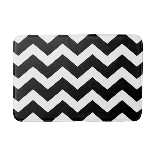 Zwart-wit Chevron Pattern Badmat (Voorkant)