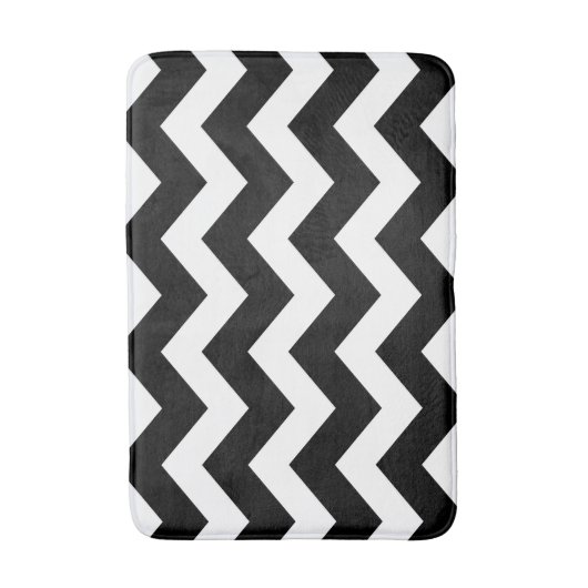 Zwart-wit Chevron Pattern Badmat (Voorkant Verticaal)