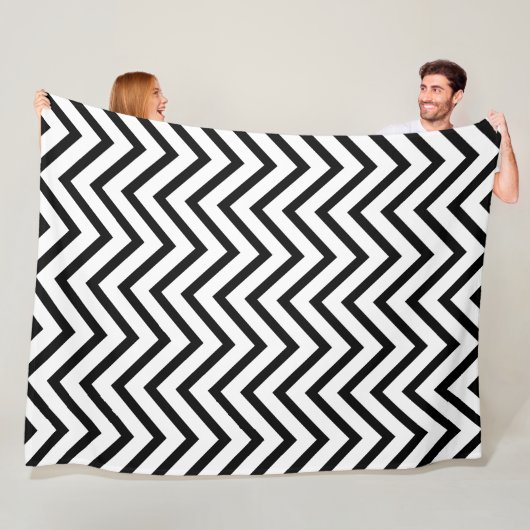 Zwart-wit Chevron Pattern Blanket Fleece Deken (In situ)
