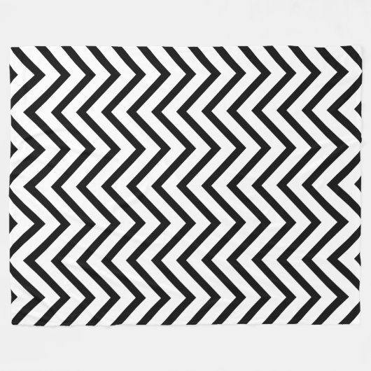 Zwart-wit Chevron Pattern Blanket Fleece Deken (Voorkant (Horizontaal))