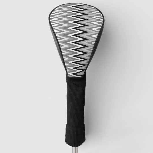 Zwart-wit Chevron Pattern Golf Head Hoesje Golfheadcover (Voorkant)
