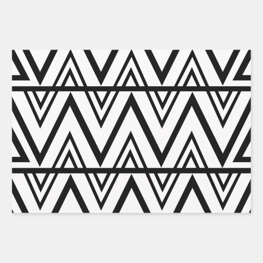 Zwart-wit Chevron Pattern Inpakpapier Vel (Voorkant 2)