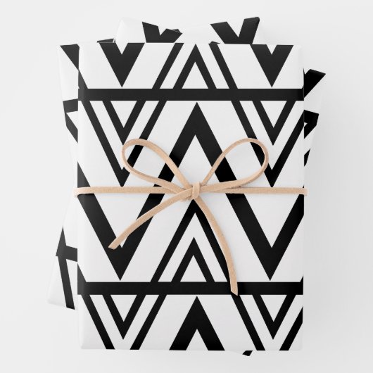 Zwart-wit Chevron Pattern Inpakpapier Vel (In situ)